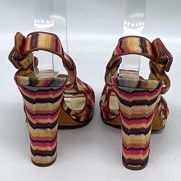 Missoni Multicolored Platform Heels Sandals Slingback Size 37 - Picture 4 of 9